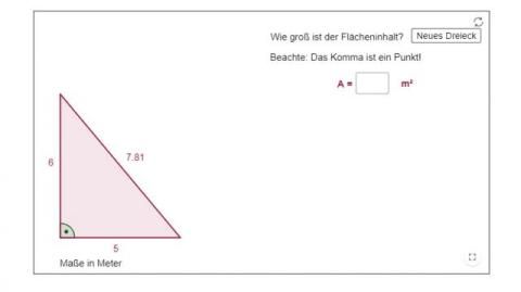 Interaktion: Flächeninhalt eines rechtwinkligen Dreiecks berechnen 1