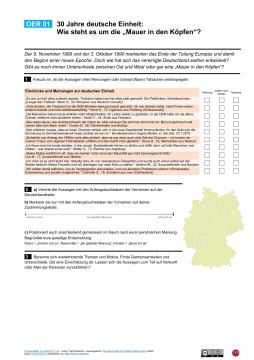 Arbeitsblatt: Arbeitsblatt "OER 01 30 Jahre deutsche Einheit: Wie steht es um die „Mauer in den Köpfen“?"