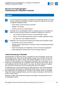 Arbeitsblatt: Modul 12 | Arbeitsblatt 8 "Anleitung für erfolgreiche Projekte"
