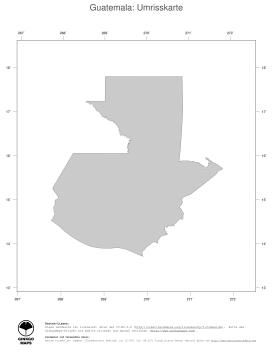 Karte: Landkarte Guatemala (Politische Staatsgrenzen)