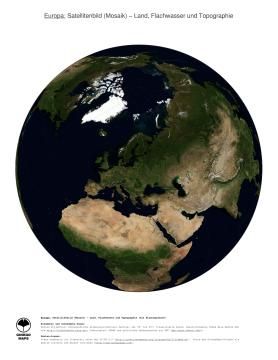 Karte: Landkarte Europa (Land, Flachwasser und Topographie (mit Staatsgrenzen))