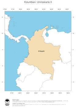 Karte: Landkarte Kolumbien (Politische Staatsgrenzen und Hauptstadt)