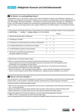 Arbeitsblatt: Arbeitsblatt "OER 02 Alltäglicher Konsum und Verhaltenswandel"
