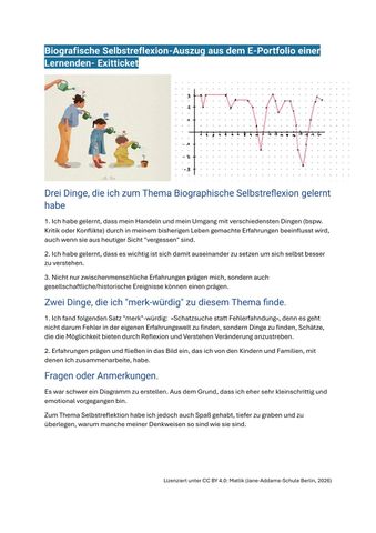 Arbeitsblatt: Biografische Selbstreflexion: Auszug aus dem E-Portfolio einer Lernenden - Exitticket