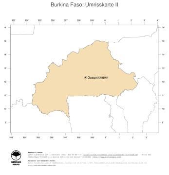 Karte: Landkarte Burkina Faso (Politische Staatsgrenzen und Hauptstadt)